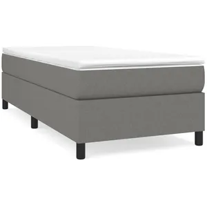 vidaXL Sommier à lattes de lit avec matelas Gris foncé 90x200 cm Tissu pas cher