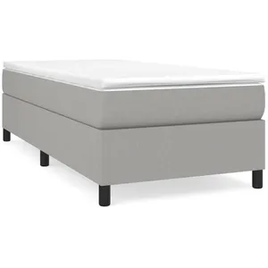 vidaXL Sommier à lattes de lit avec matelas Gris clair 100x200cm Tissu pas cher