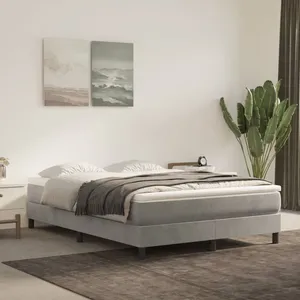 vidaXL Sommier à lattes de lit et matelas Gris clair 140x200cm Velours pas cher