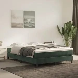 vidaXL Sommier à lattes de lit et matelas Vert foncé 140x200cm Velours pas cher