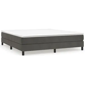 vidaXL Sommier à lattes de lit et matelas Gris foncé 160x200cm Velours pas cher