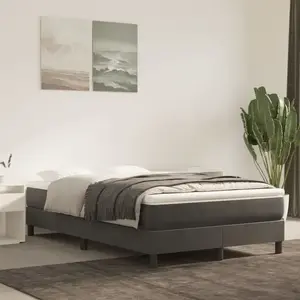 vidaXL Sommier à lattes de lit et matelas Gris foncé 120x200cm Velours pas cher