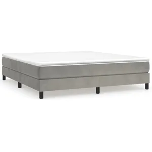 vidaXL Sommier à lattes de lit et matelas Gris clair 180x200cm Velours pas cher