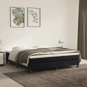 vidaXL Sommier à lattes de lit et matelas Noir 160x200 cm Velours pas cher