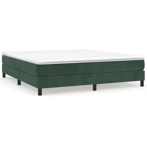vidaXL Sommier à lattes de lit et matelas Vert foncé 160x200cm Velours pas cher