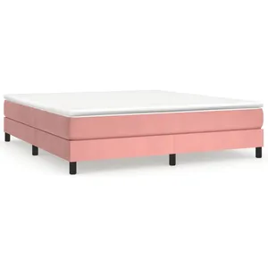 vidaXL Sommier à lattes de lit avec matelas Rose 180x200 cm Velours pas cher