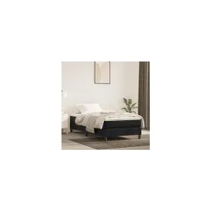 vidaXL Sommier à lattes de lit avec matelas Noir 90x200 cm Velours pas cher