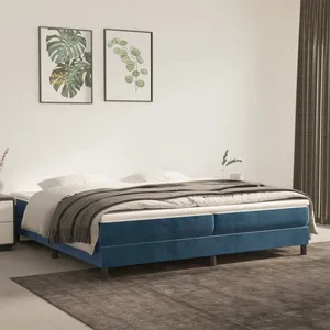 vidaXL Sommier à lattes de lit et matelas Bleu foncé 200x200cm Velours pas cher