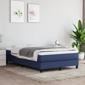 vidaXL Sommier à lattes de lit avec matelas Bleu 120x200 cm Tissu pas cher