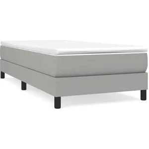 vidaXL Sommier à lattes de lit et matelas Gris clair 90x190 cm Tissu pas cher