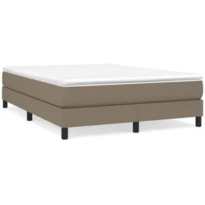 vidaXL Sommier à lattes de lit avec matelas Taupe 140x190 cm Tissu pas cher