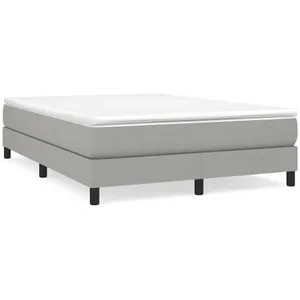 vidaXL Sommier à lattes de lit avec matelas Gris clair 140x200cm Tissu pas cher