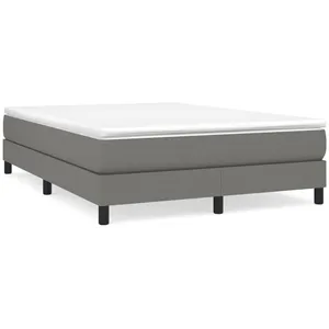 vidaXL Sommier à lattes de lit avec matelas Gris foncé 140x200cm Tissu pas cher