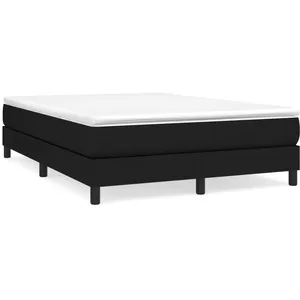 vidaXL Sommier à lattes de lit avec matelas Noir 140x190 cm Tissu pas cher