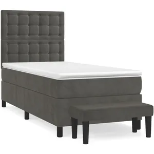 vidaXL Sommier à lattes de lit et matelas Gris foncé 90x190 cm Velours pas cher