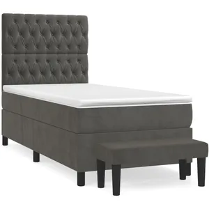 vidaXL Sommier à lattes de lit et matelas Gris foncé 90x200 cm Velours pas cher