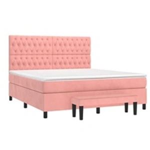 vidaXL Sommier à lattes de lit avec matelas Rose 180x200 cm Velours pas cher