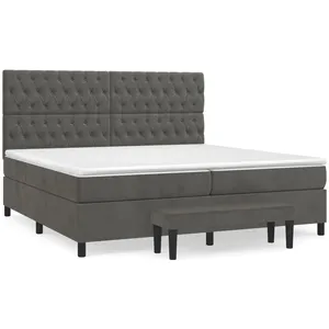 vidaXL Sommier à lattes de lit et matelas Gris foncé 200x200cm Velours pas cher