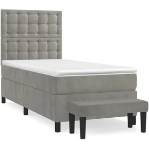 vidaXL Sommier à lattes de lit et matelas Gris clair 80x200 cm Velours pas cher