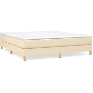 vidaXL Sommier à lattes de lit avec matelas Crème 180x200 cm Tissu