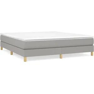 vidaXL Sommier à lattes de lit avec matelas Gris clair 160x200cm Tissu pas cher
