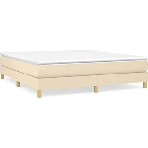 vidaXL Sommier à lattes de lit avec matelas Crème 160x200 cm Tissu pas cher
