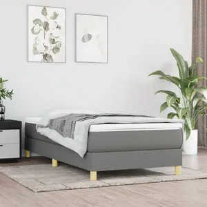 vidaXL Sommier à lattes de lit et matelas Gris foncé 90x190 cm Tissu pas cher