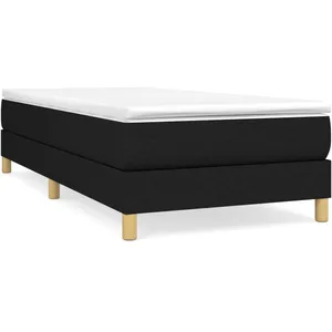 vidaXL Sommier à lattes de lit avec matelas Noir 90x200 cm Tissu pas cher