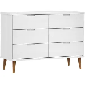 Comparateur de prix : vidaXL Commode MOLDE Blanc 113x40x80 cm Bois de pin massif