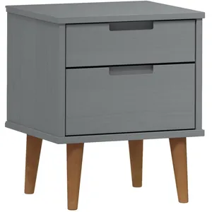 vidaXL Table de chevet MOLDE Gris 40x35x48 cm Bois de pin massif pas cher