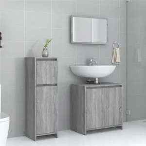 Comparateur de prix : vidaXL Ensemble de meubles de salle de bain 3 pcs Sonoma gris