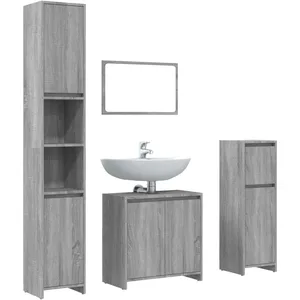 Comparateur de prix : vidaXL Ensemble de meubles de salle de bain 4 pcs Sonoma gris