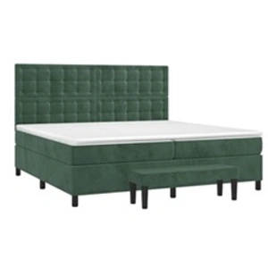 vidaXL Sommier à lattes de lit et matelas Vert foncé 200x200cm Velours pas cher