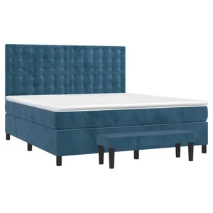 Vidaxl sommier à lattes de lit et matelas bleu foncé 160x200cm velours