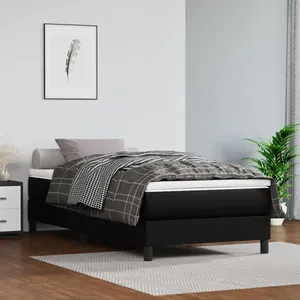 vidaXL Sommier à lattes de lit avec matelas Noir 80x200cm Similicuir pas cher