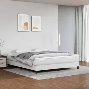 vidaXL Sommier à lattes de lit avec matelas Blanc 180x200cm Similicuir pas cher