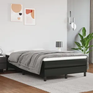 vidaXL Sommier à lattes de lit matelas Noir 120x200 cm Similicuir pas cher