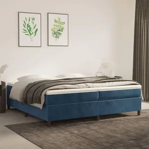 vidaXL Sommier à lattes de lit et matelas Bleu foncé 200x200cm Velours pas cher