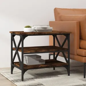 vidaXL Table d'appoint Chêne fumé 55x38x45 cm Bois d'ingénierie pas cher