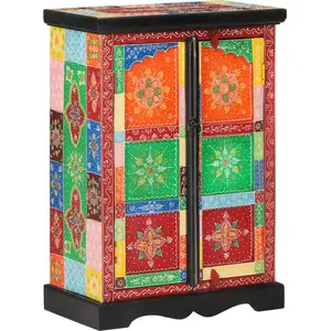 vidaXL Buffet peint à la main avec portes 53x30x75 cm Bois de manguier