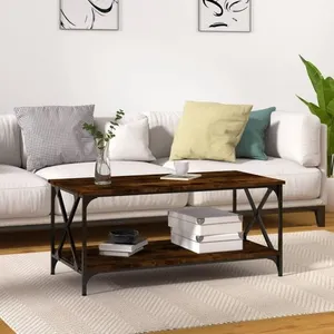 Comparateur de prix : vidaXL Table basse Chêne fumé 100x50x45 cm Bois d'ingénierie et fer