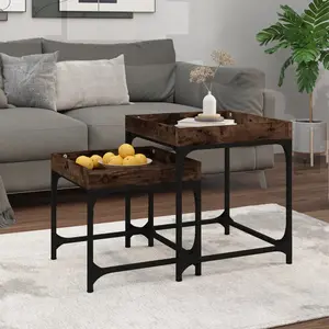 Comparateur de prix : vidaXL Tables d'appoint 2 pcs Chêne fumé Bois d'ingénierie