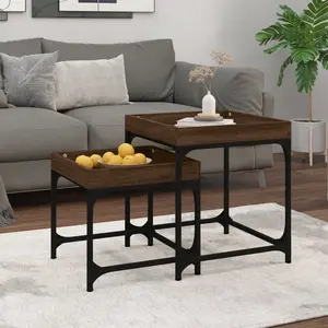 Comparateur de prix : vidaXL Tables d'appoint 2 pcs Chêne marron Bois d'ingénierie