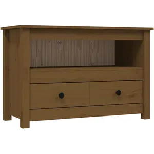 vidaXL Meuble TV Marron miel 79x35x52 cm Bois de pin massif pas cher