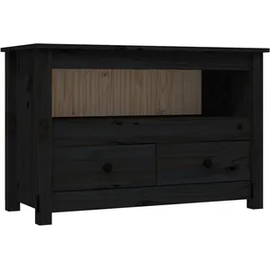 vidaXL Meuble TV Noir 79x35x52 cm Bois de pin massif pas cher