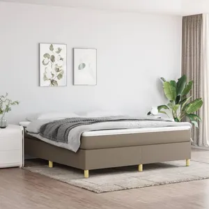 vidaXL Sommier à lattes de lit avec matelas Taupe 160x200 cm Tissu pas cher