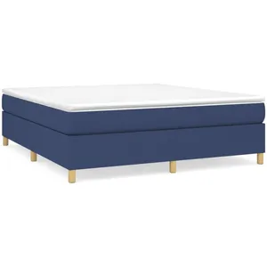 vidaXL Sommier à lattes de lit avec matelas Bleu 160x200 cm Tissu pas cher