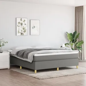 vidaXL Sommier à lattes de lit avec matelas Gris foncé 180x200cm Tissu pas cher