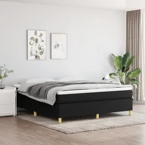 vidaXL Sommier à lattes de lit avec matelas Noir 180x200 cm Tissu pas cher