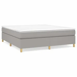 vidaXL Sommier à lattes de lit avec matelas Gris clair 160x200cm Tissu pas cher